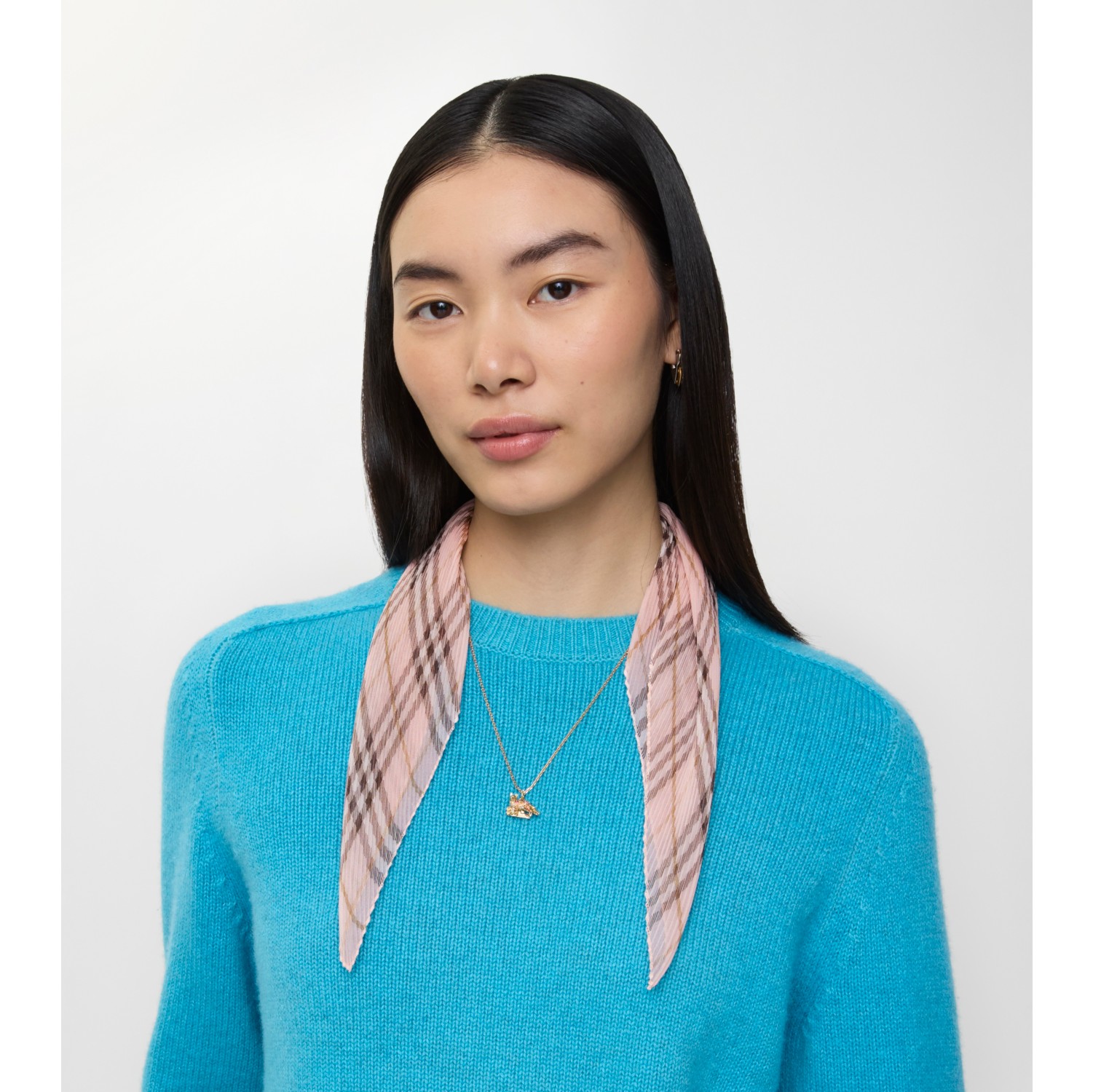 格纹丝质雪纺围巾