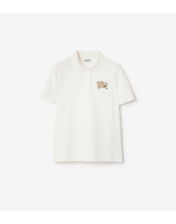 骑士徽标格纹棉质 Polo 衫