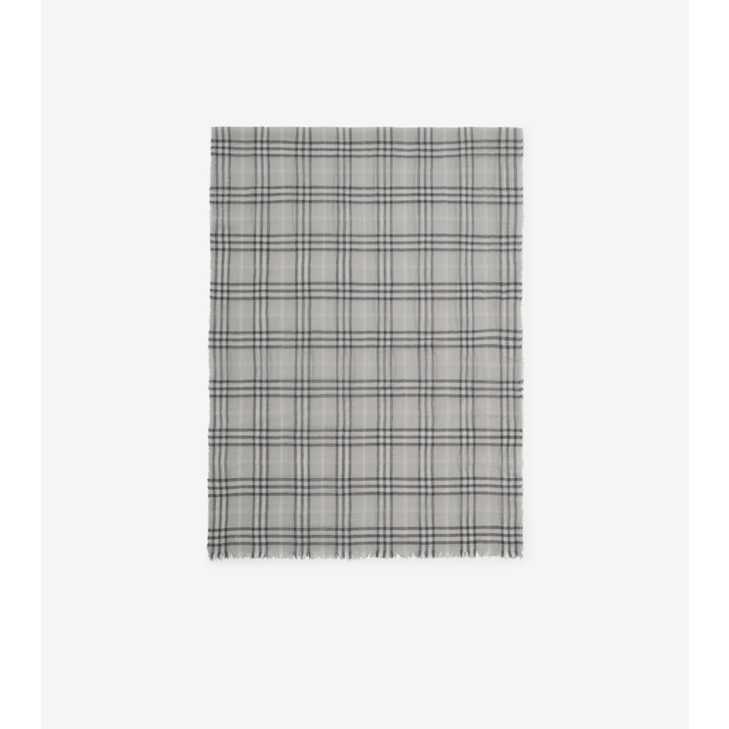 宽版格纹丝毛混纺围巾