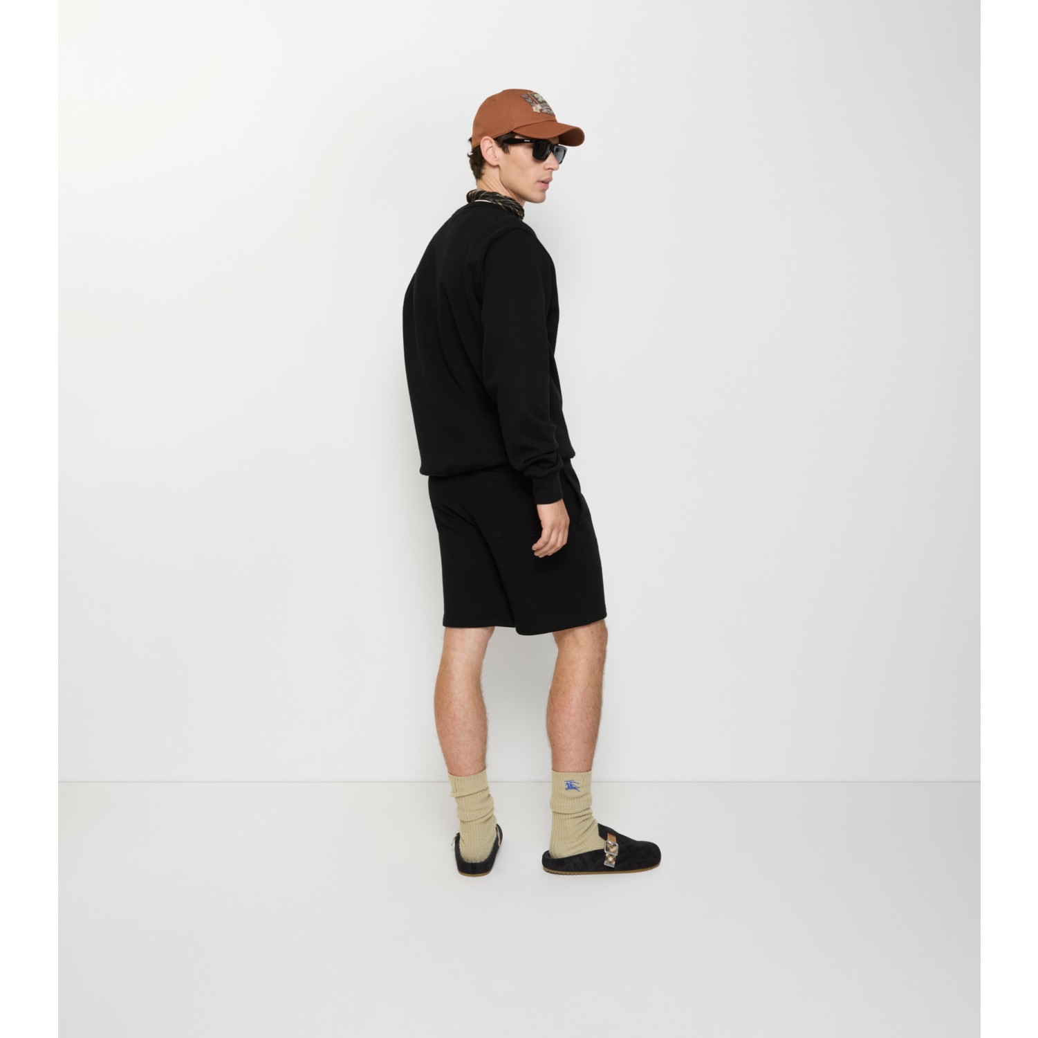 徽标印花棉质短裤