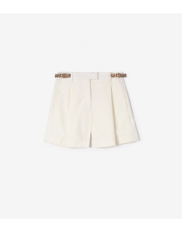 格纹装饰棉府绸短裤