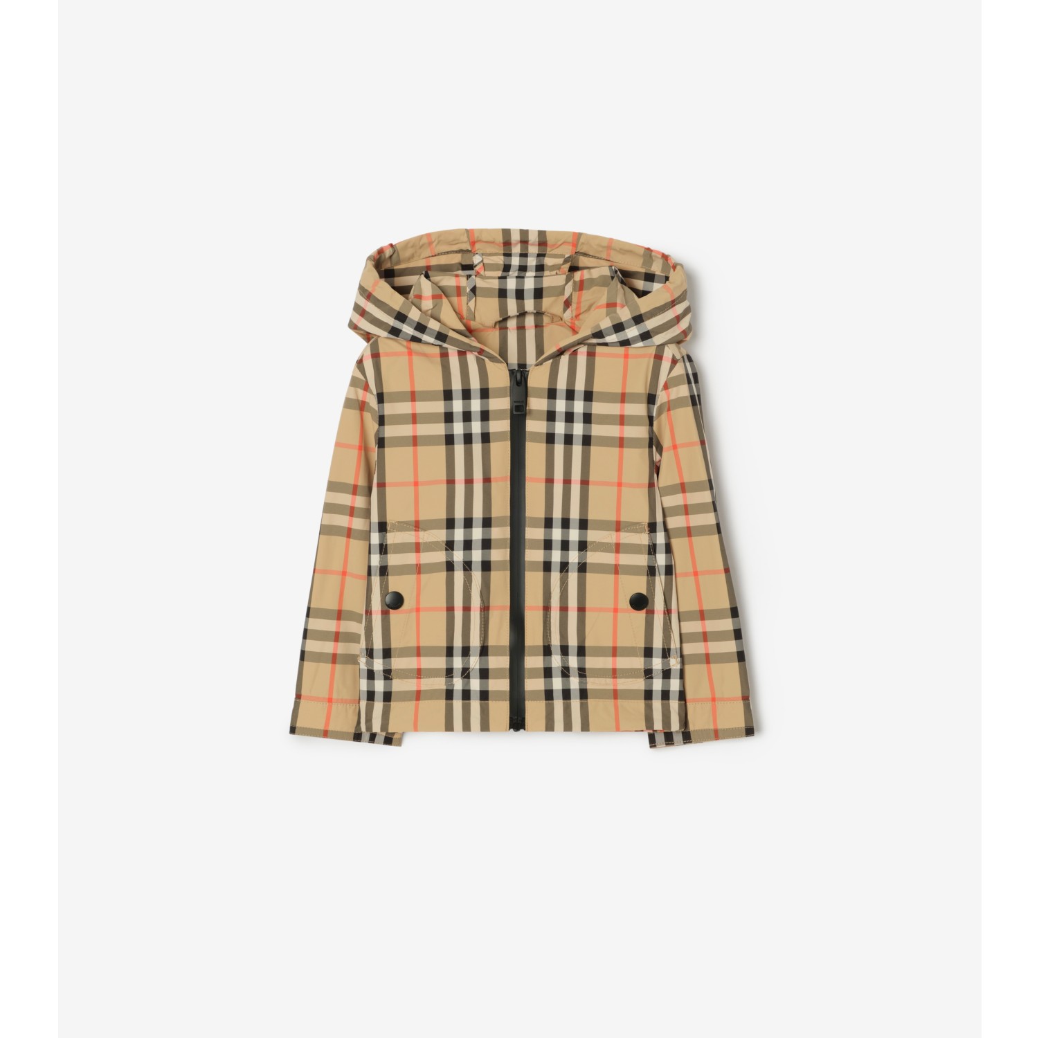 格纹尼龙连帽外套