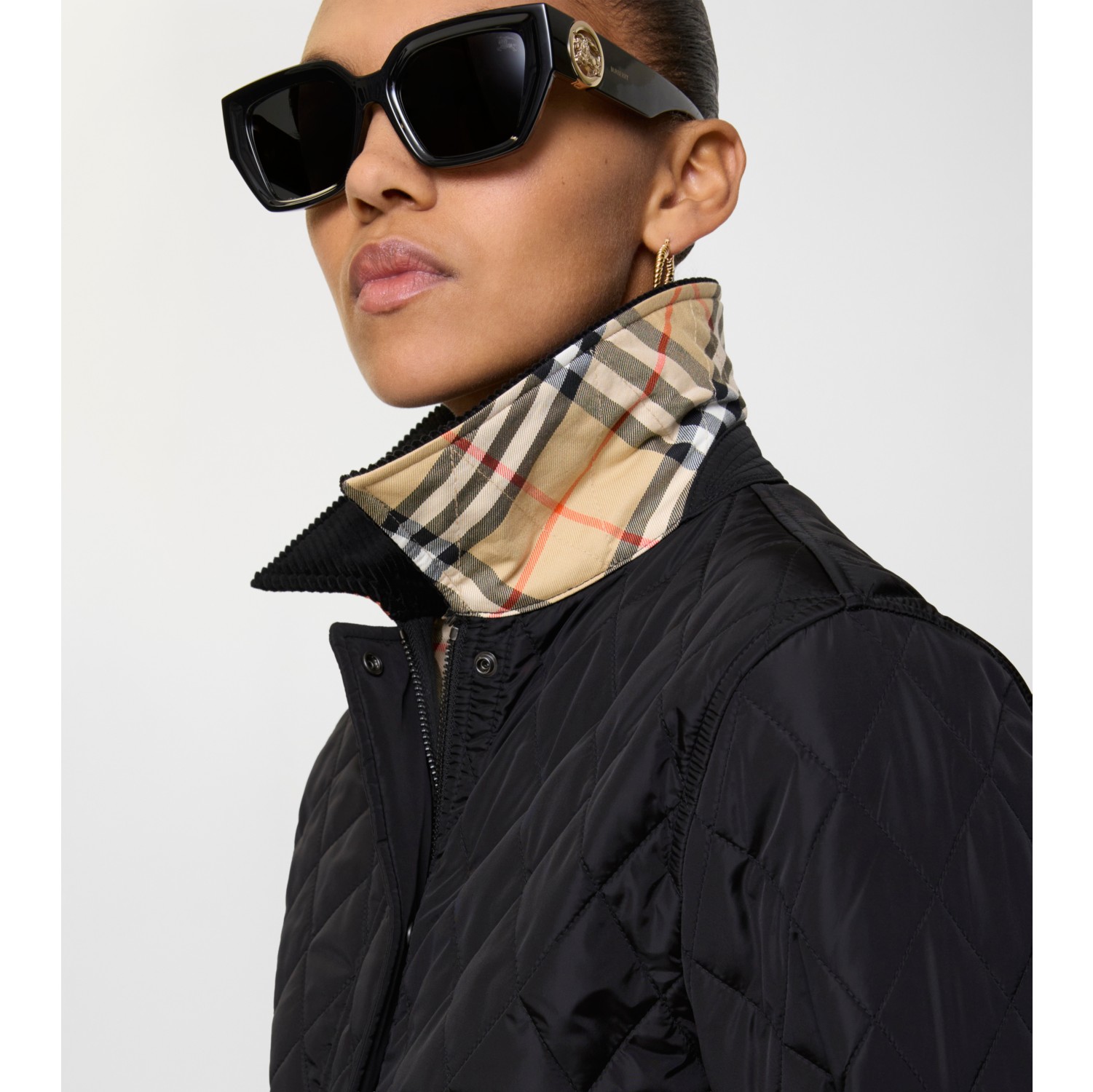 及腰短款绗缝尼龙夹克