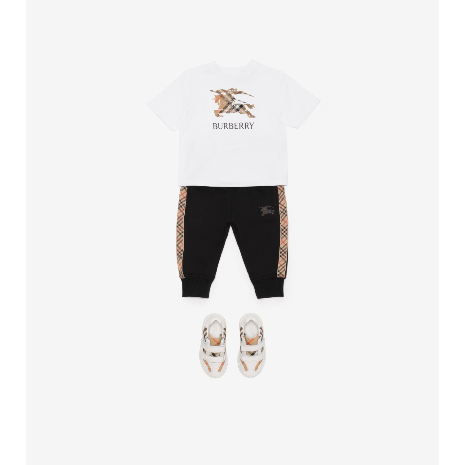 马术骑士徽标格纹棉质 T 恤衫