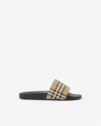 典藏米色格纹凉鞋