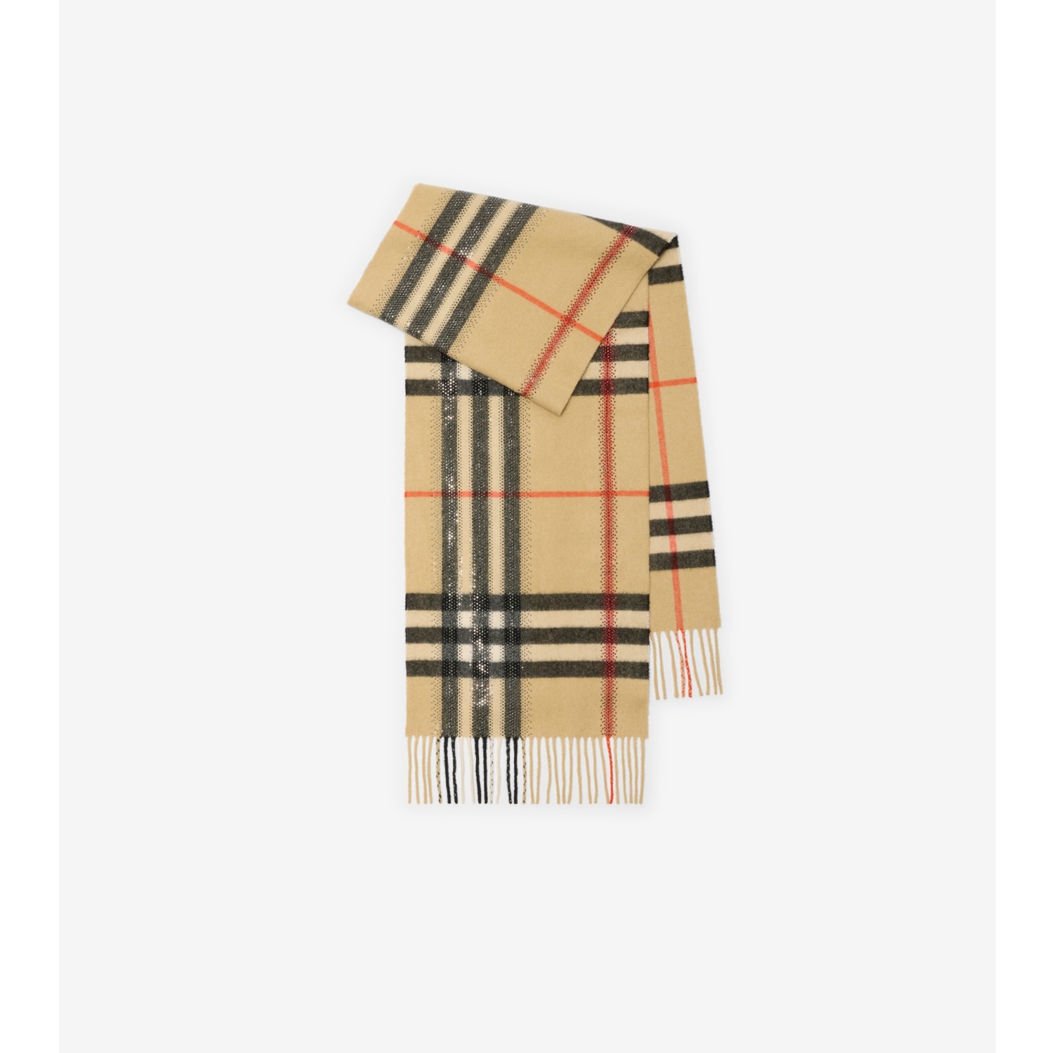 人造水晶装饰格纹羊绒围巾