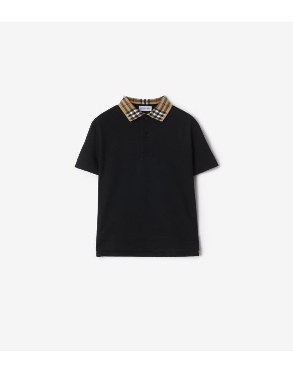 格纹衣领棉质 Polo 衫