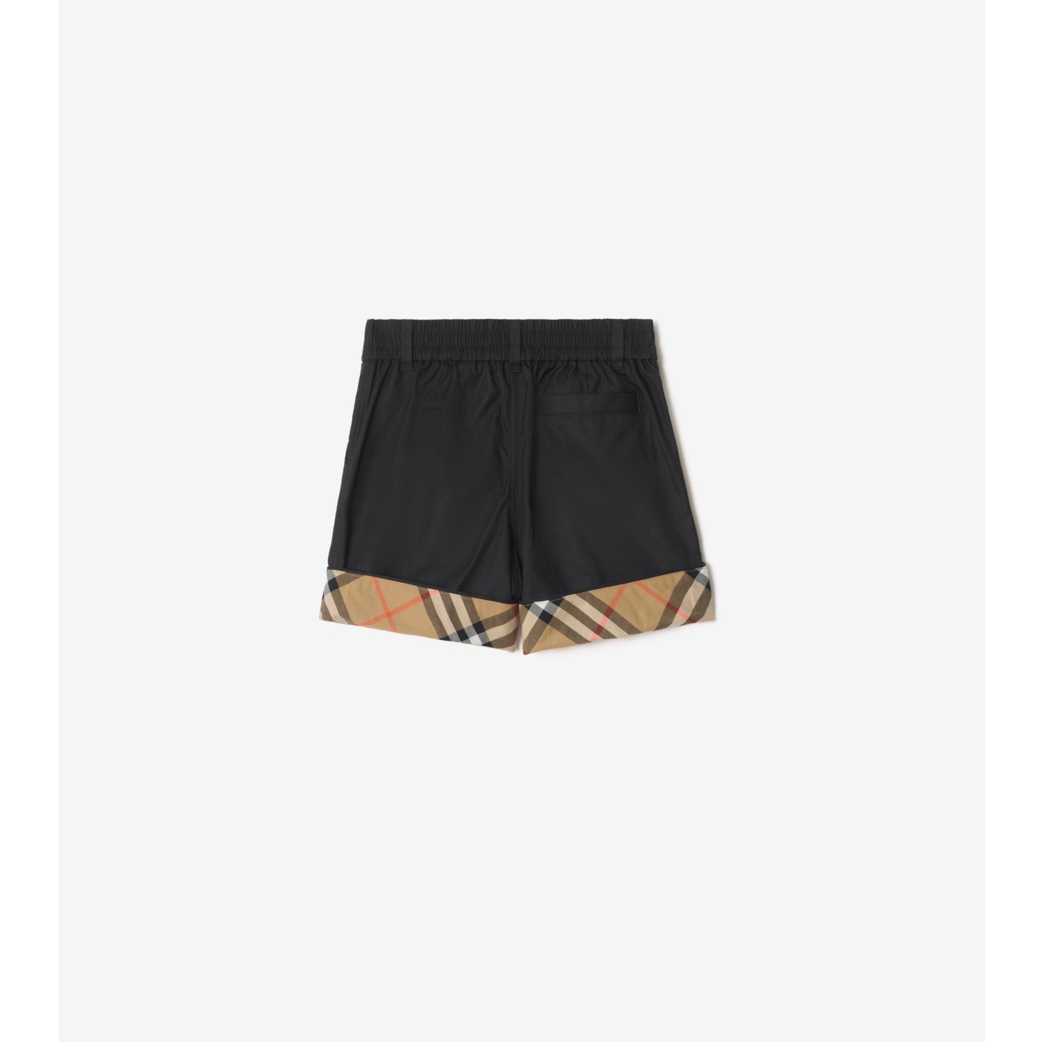 格纹卷边棉质短裤