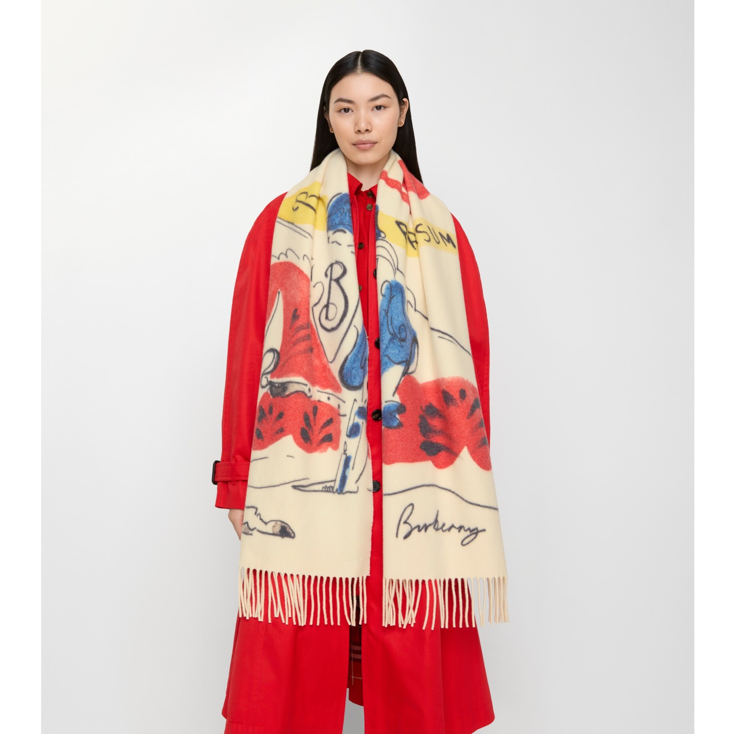 水彩马术骑士徽标羊绒围巾