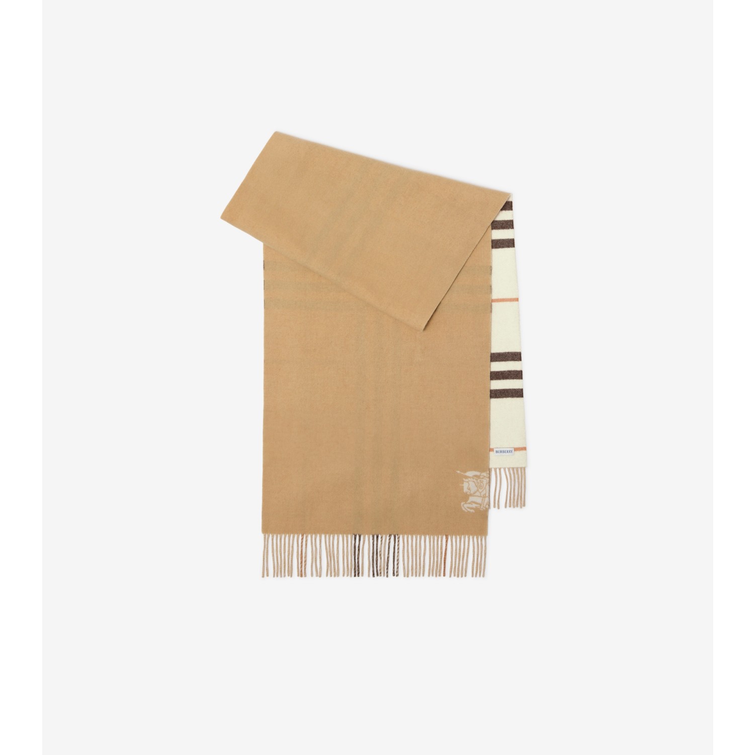 双面两用宽版格纹羊绒围巾