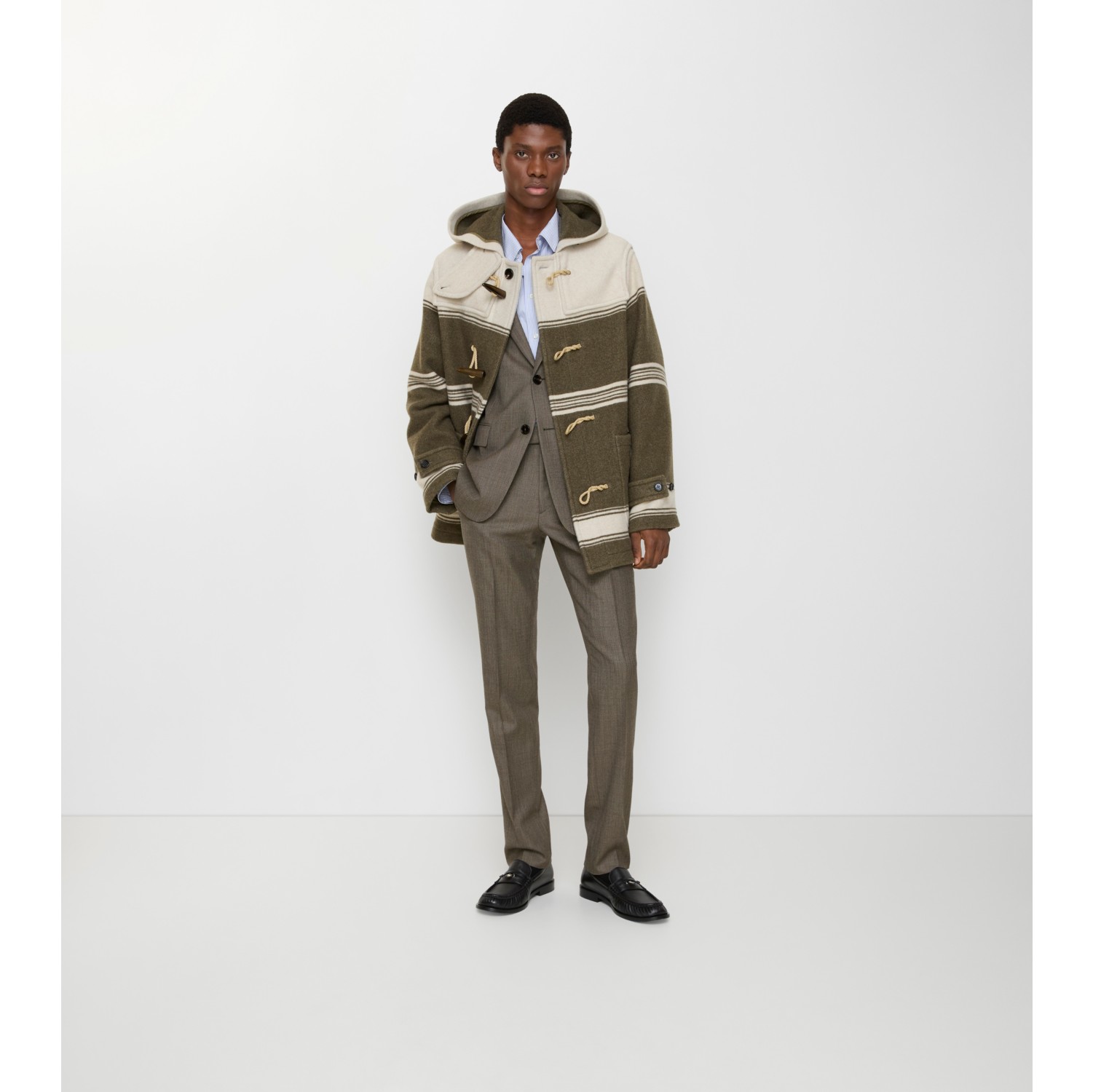 鲨皮纹羊毛量裁长裤