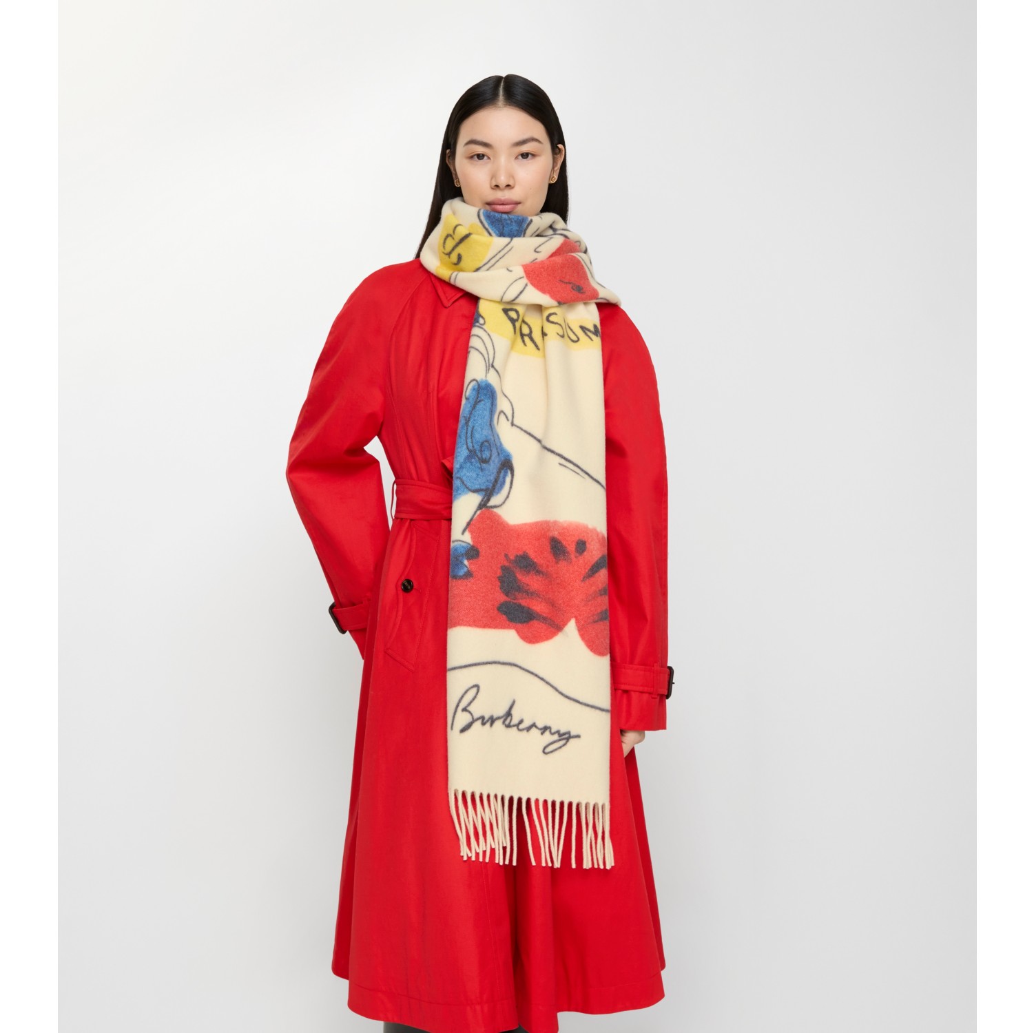 水彩马术骑士徽标羊绒围巾