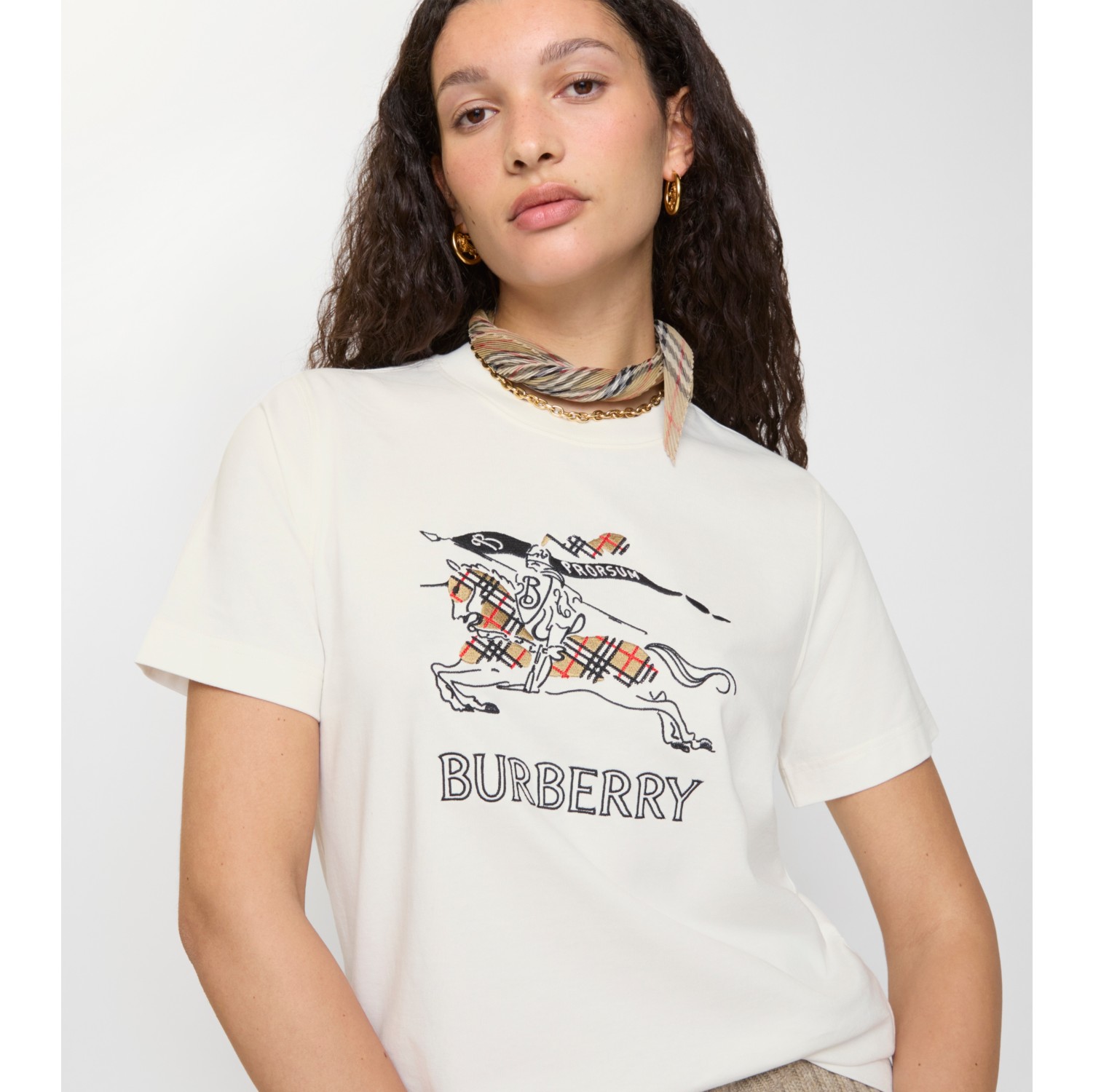 素描马术骑士徽标棉质 T 恤衫