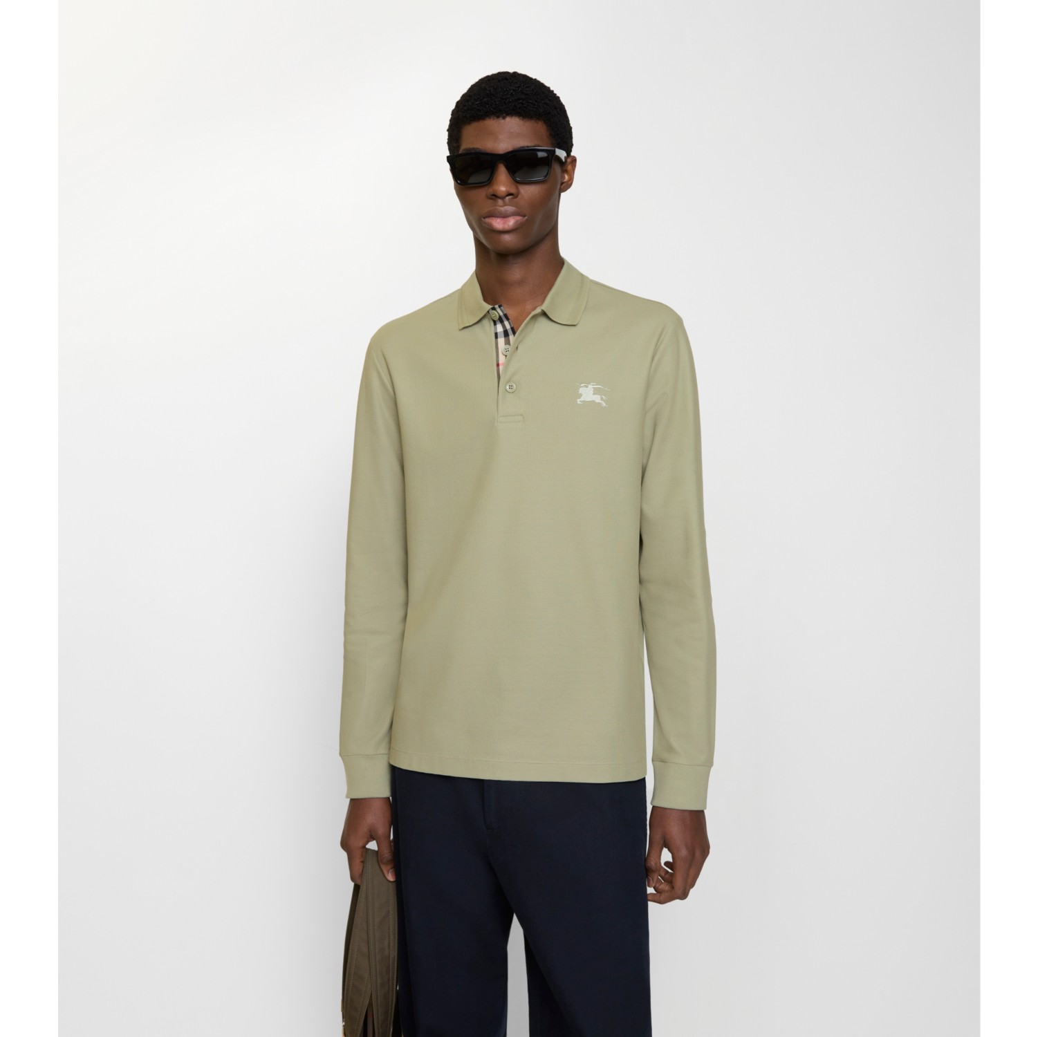 长袖棉质 Polo 衫