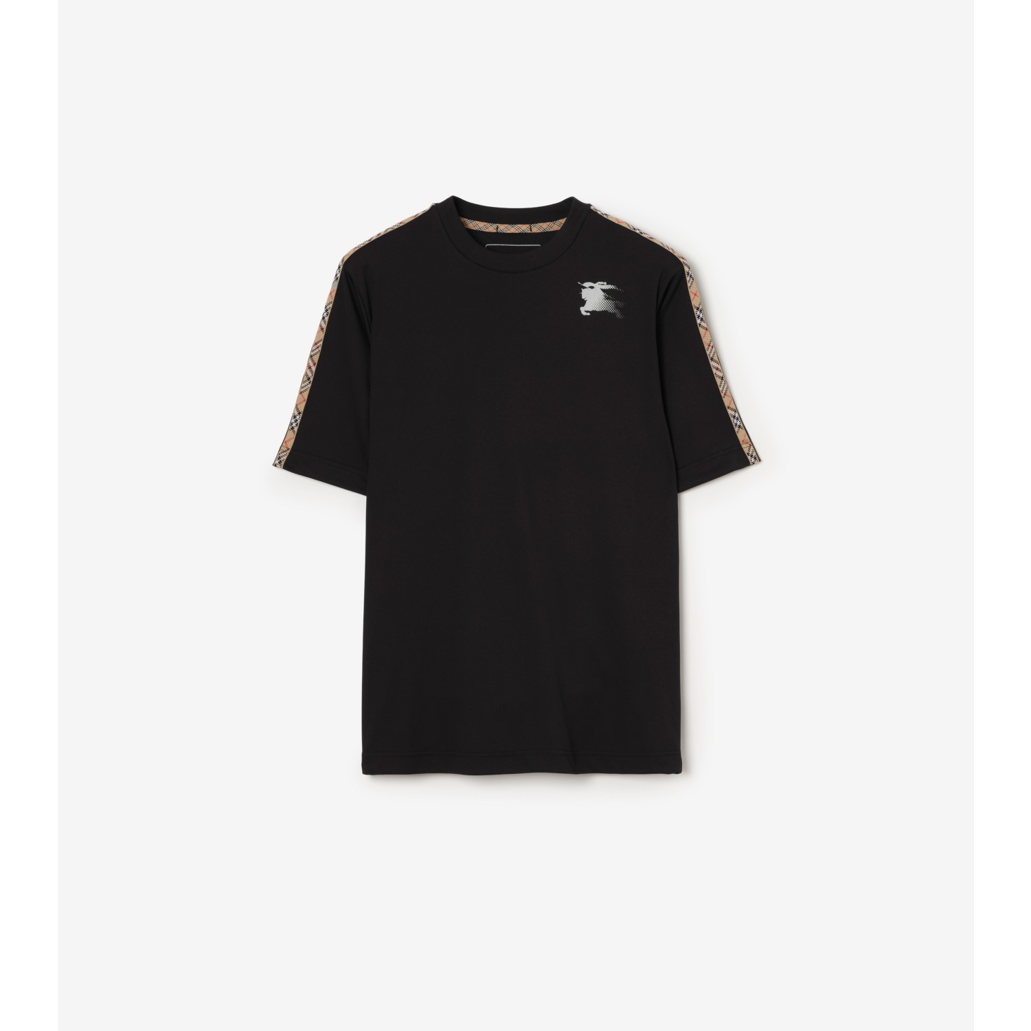 格纹装饰平织 T 恤衫