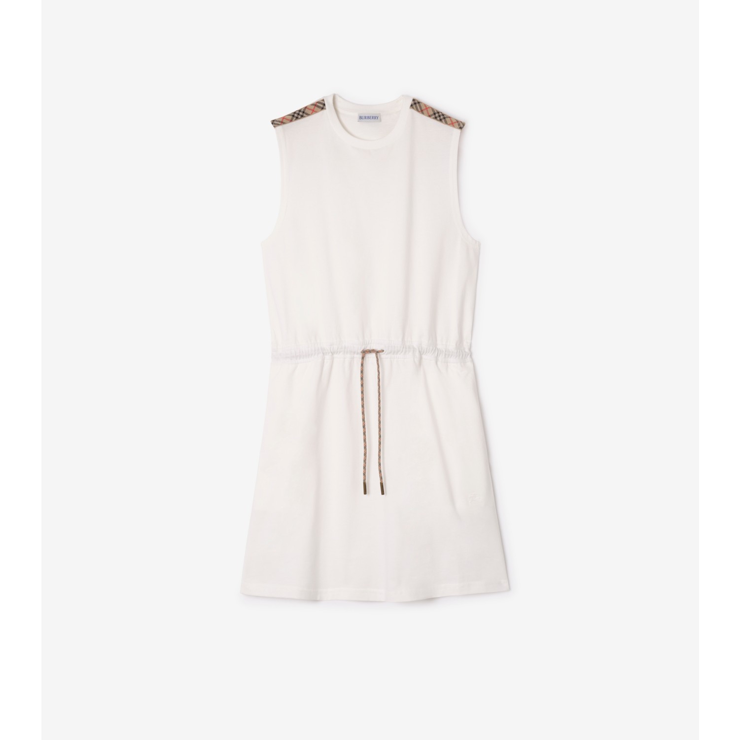 格纹装饰平织棉连衣裙