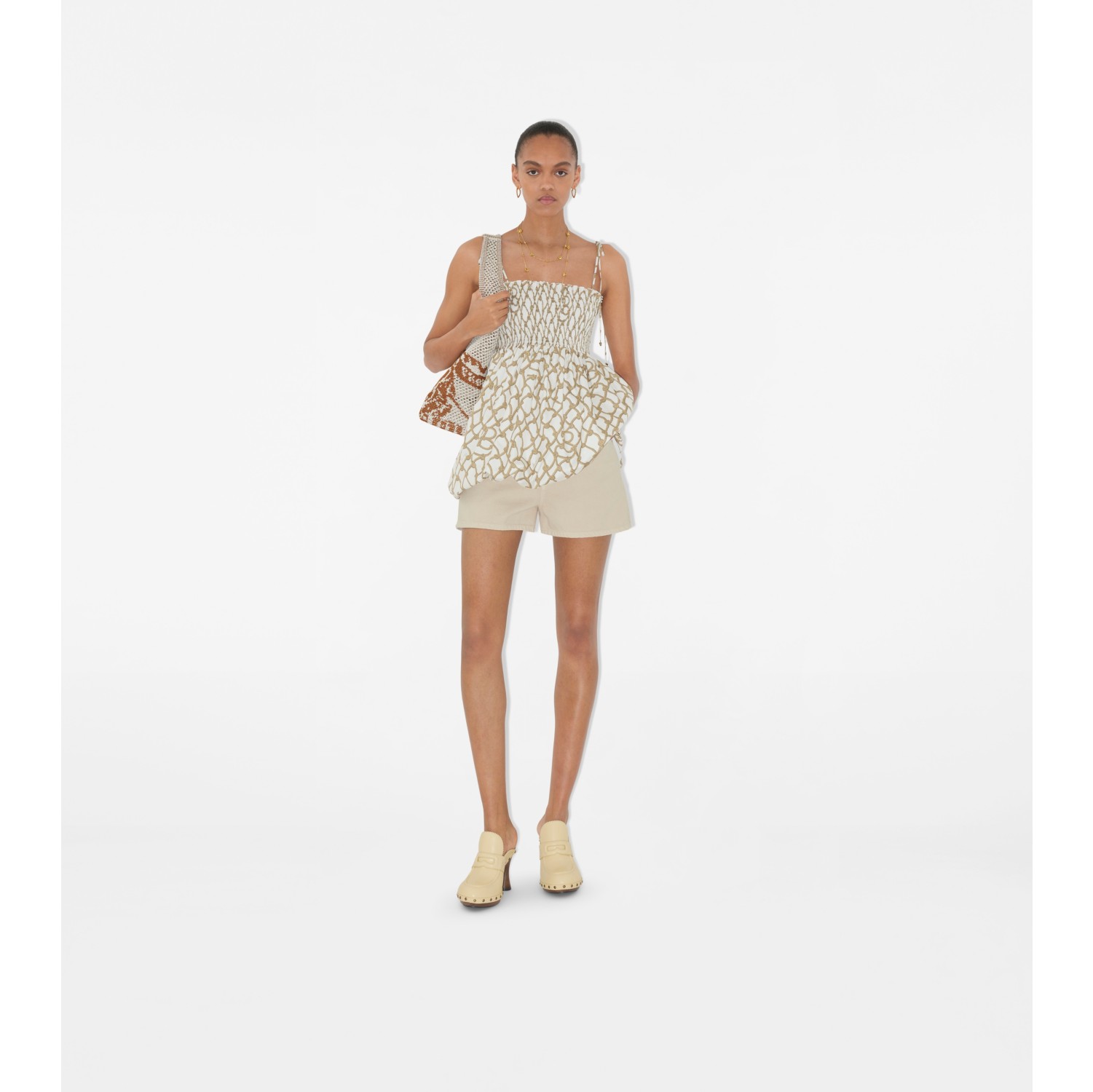 扭结印花棉质上衣