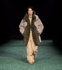Model in Cotton canvas layered parka in mink