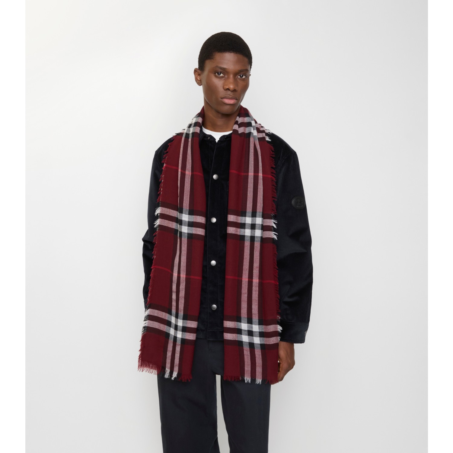 宽版格纹羊毛围巾