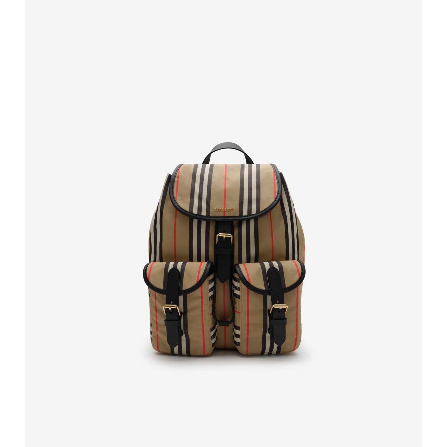 标志性条纹尼龙双肩包