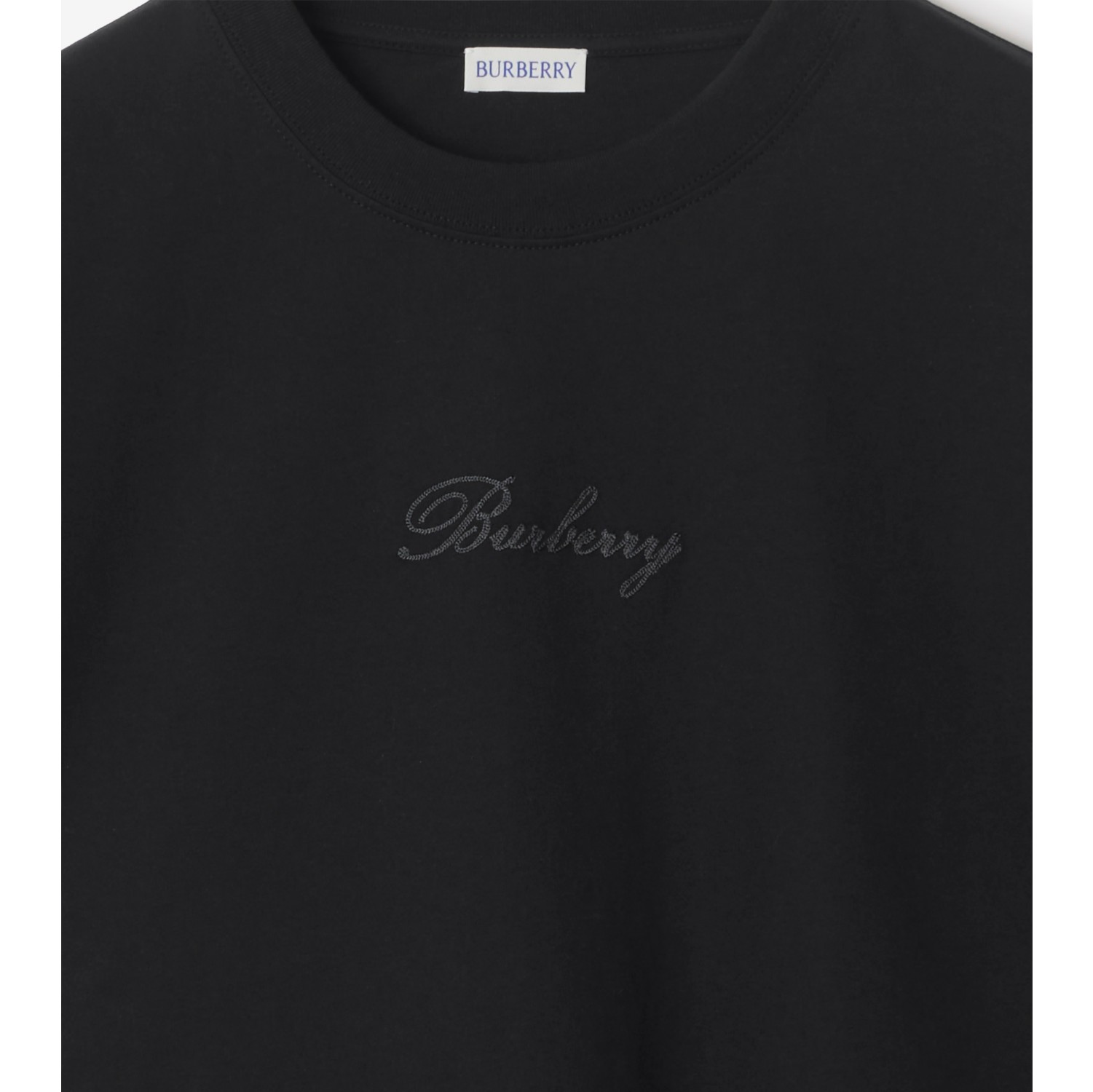 格纹草书风格徽标装饰棉质 T 恤衫