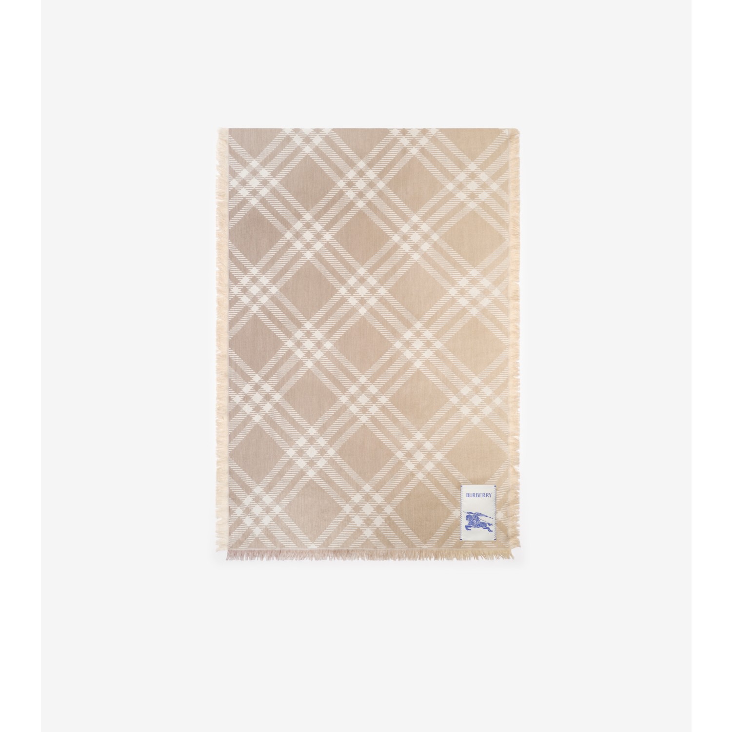 渐变格纹丝毛混纺围巾