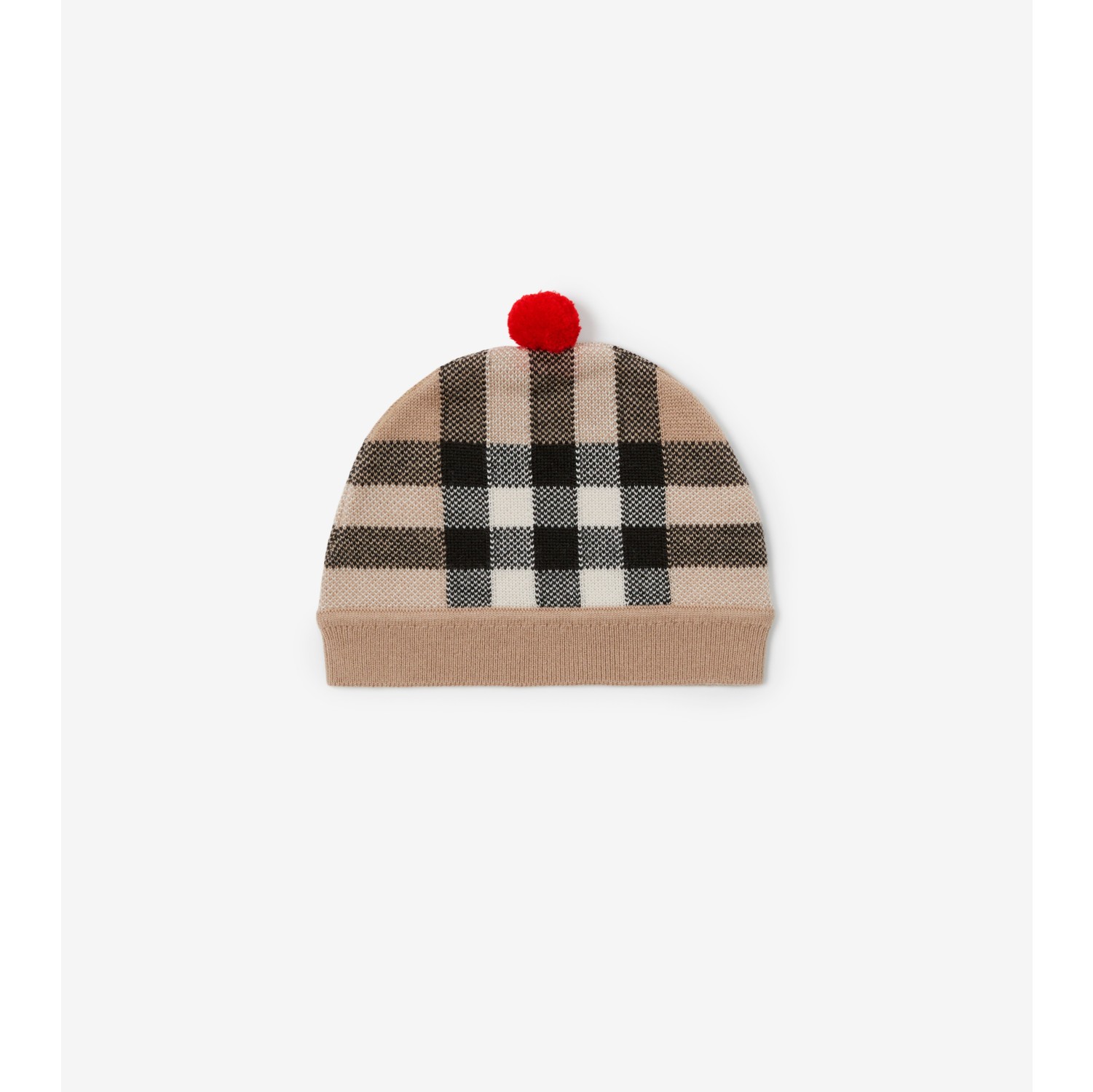 格纹羊毛羊绒混纺针织帽