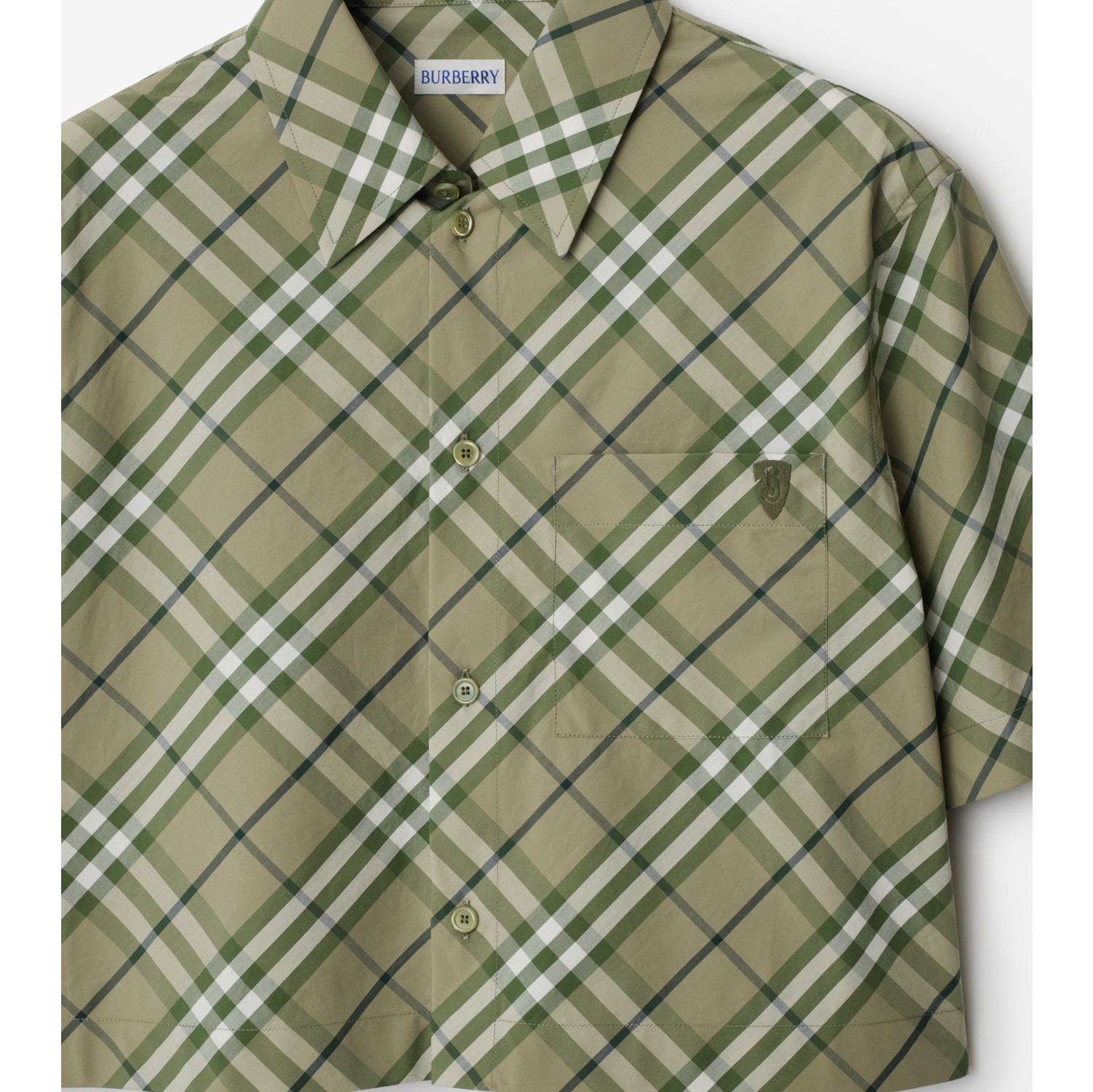 格纹棉质短款衬衫