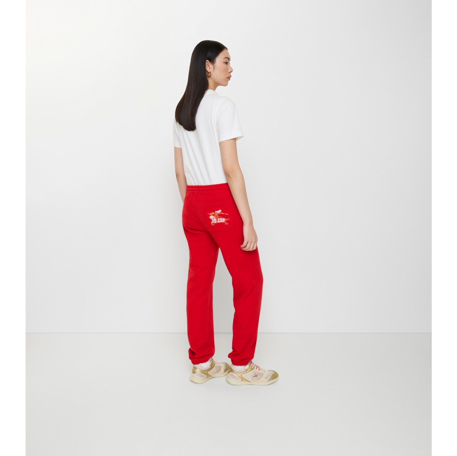 水彩马术骑士徽标棉质慢跑裤