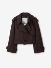 Cropped Gabardine Trench Jacket in colour Clove brown