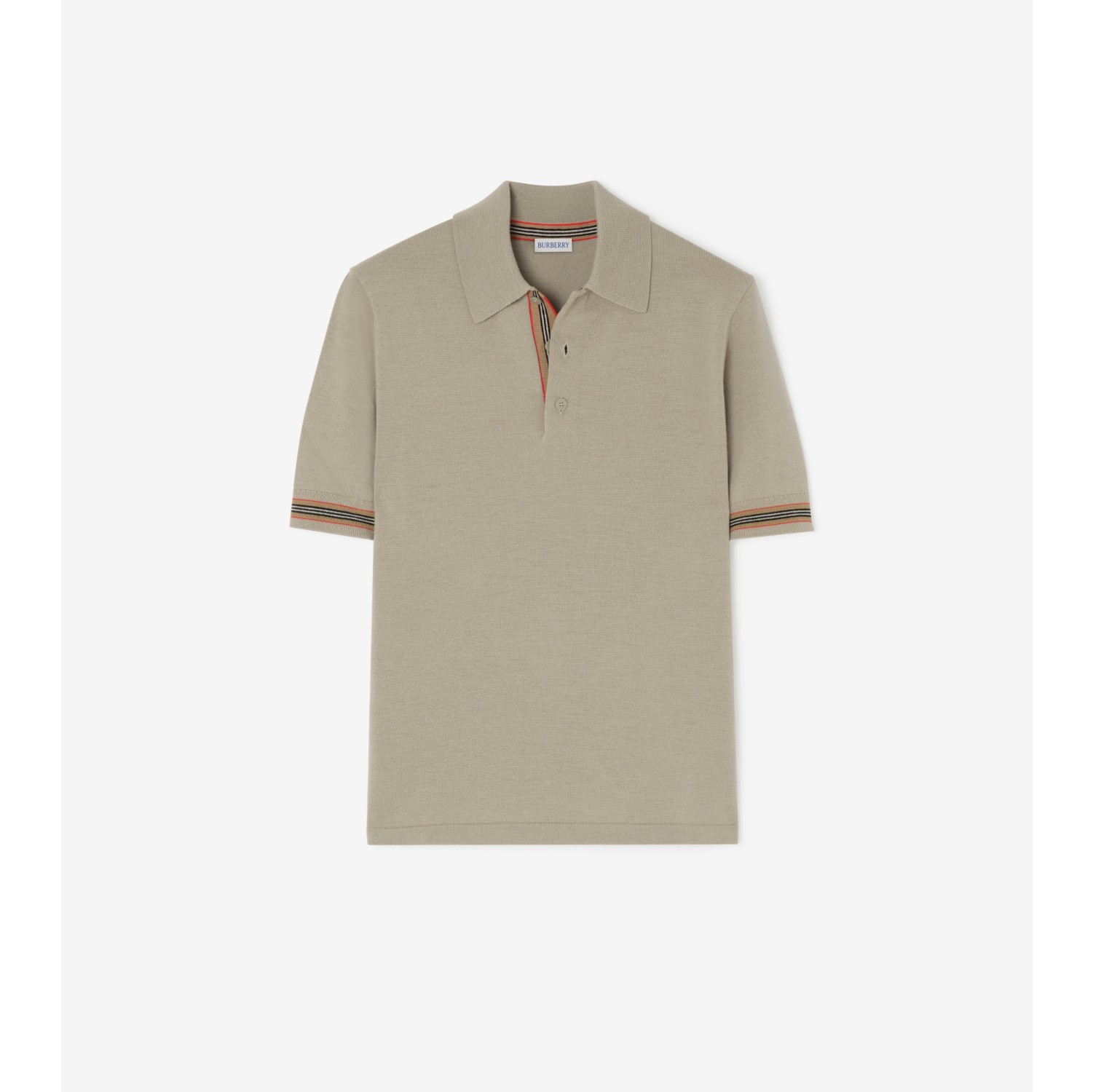 标志性条纹装饰羊毛 Polo 衫