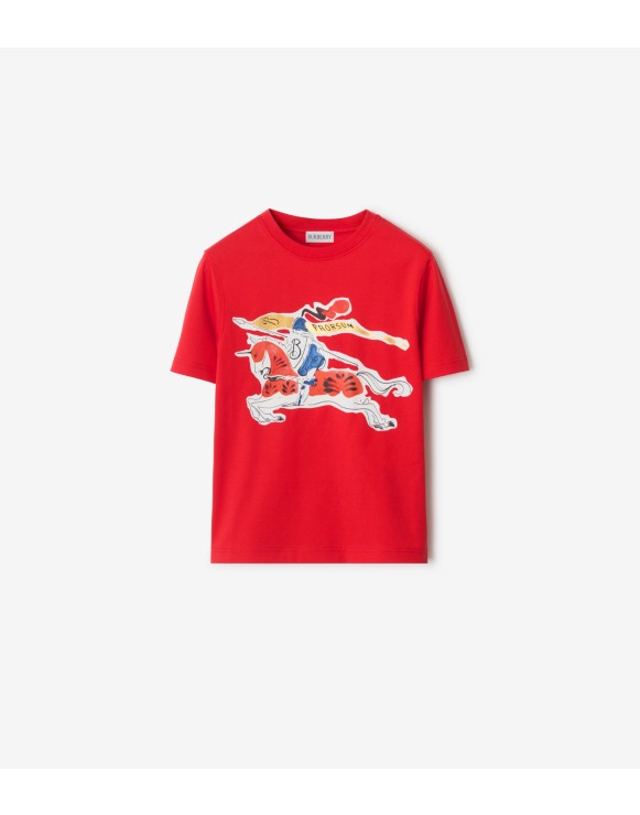 马术骑士徽标棉质 T 恤衫