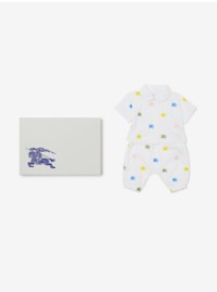 马术骑士徽标棉质两件套婴儿礼品套装
