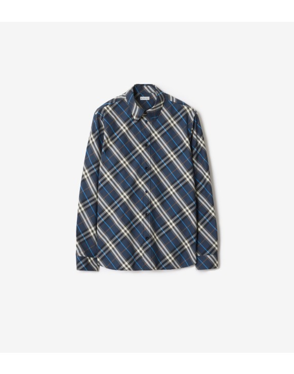 休闲版型格纹棉质衬衫