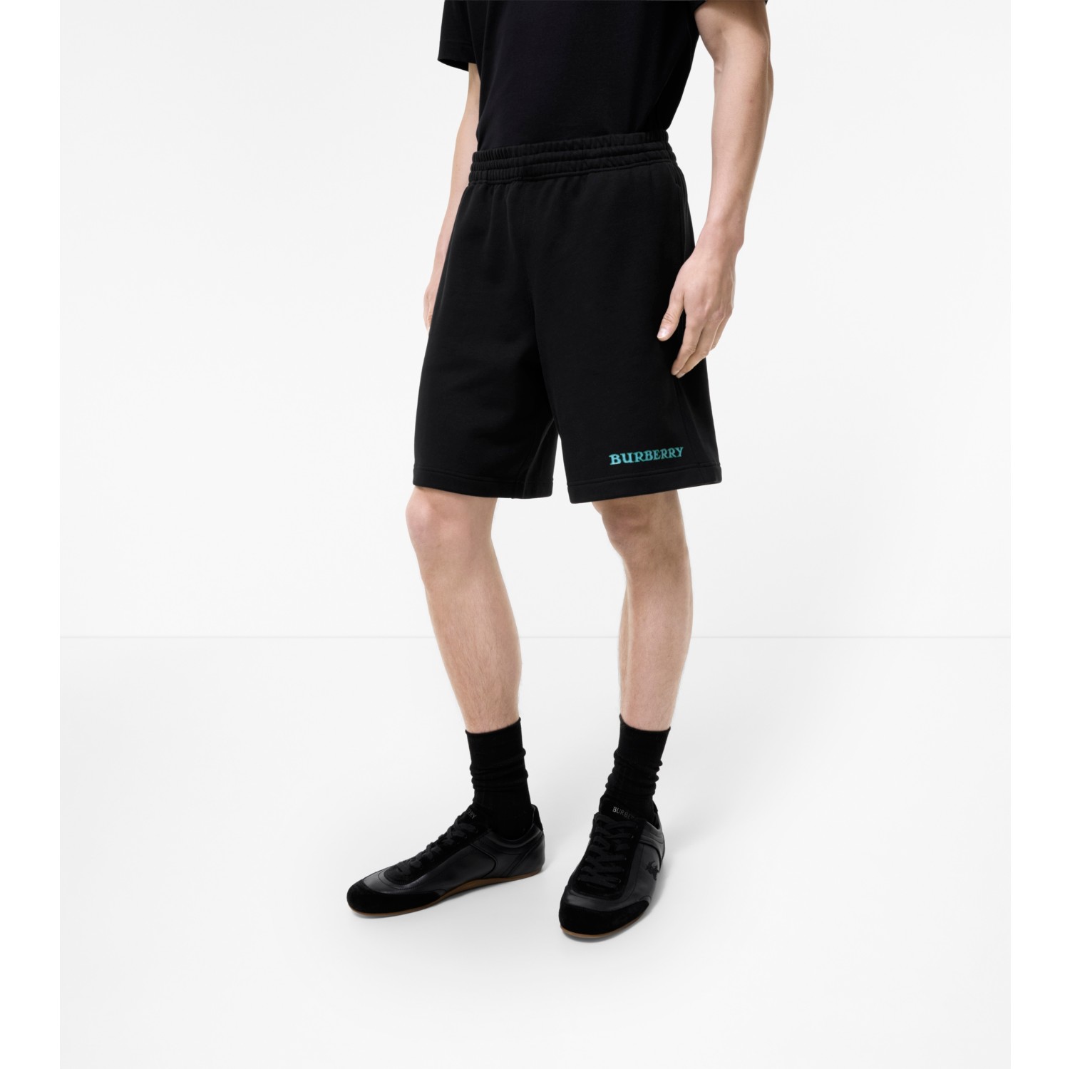 徽标印花棉质短裤