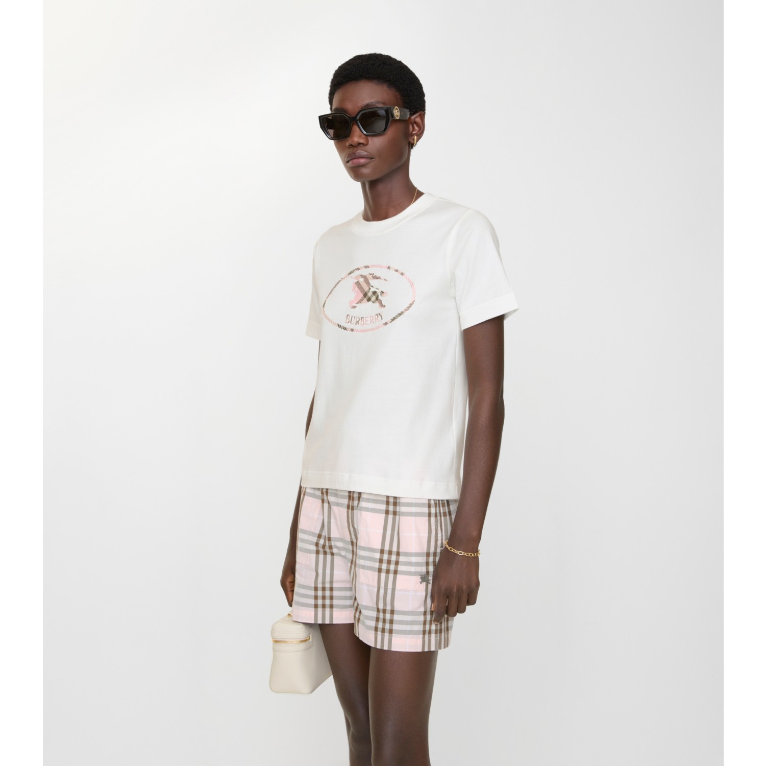 格纹骑士印章棉质 T 恤衫