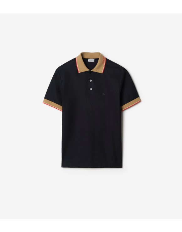 徽标衣领棉质 Polo 衫