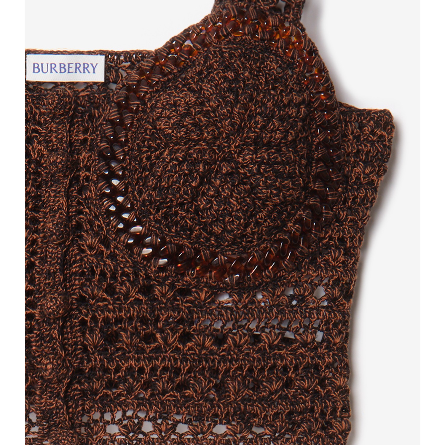 短款钩编多色精纺棉质上衣