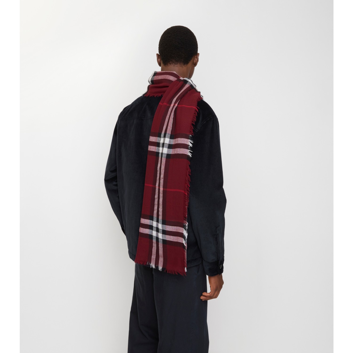 宽版格纹羊毛围巾