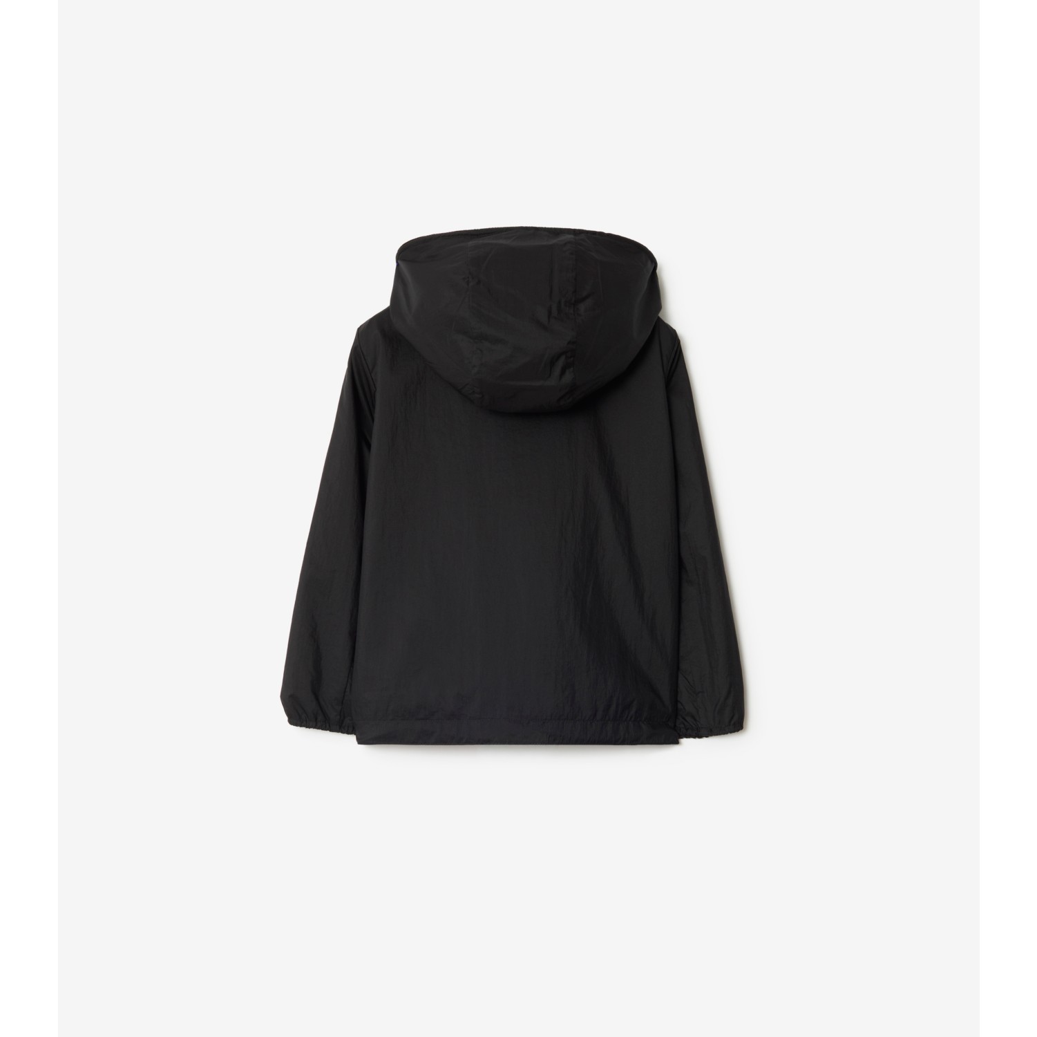 格纹饰带尼龙连帽外套