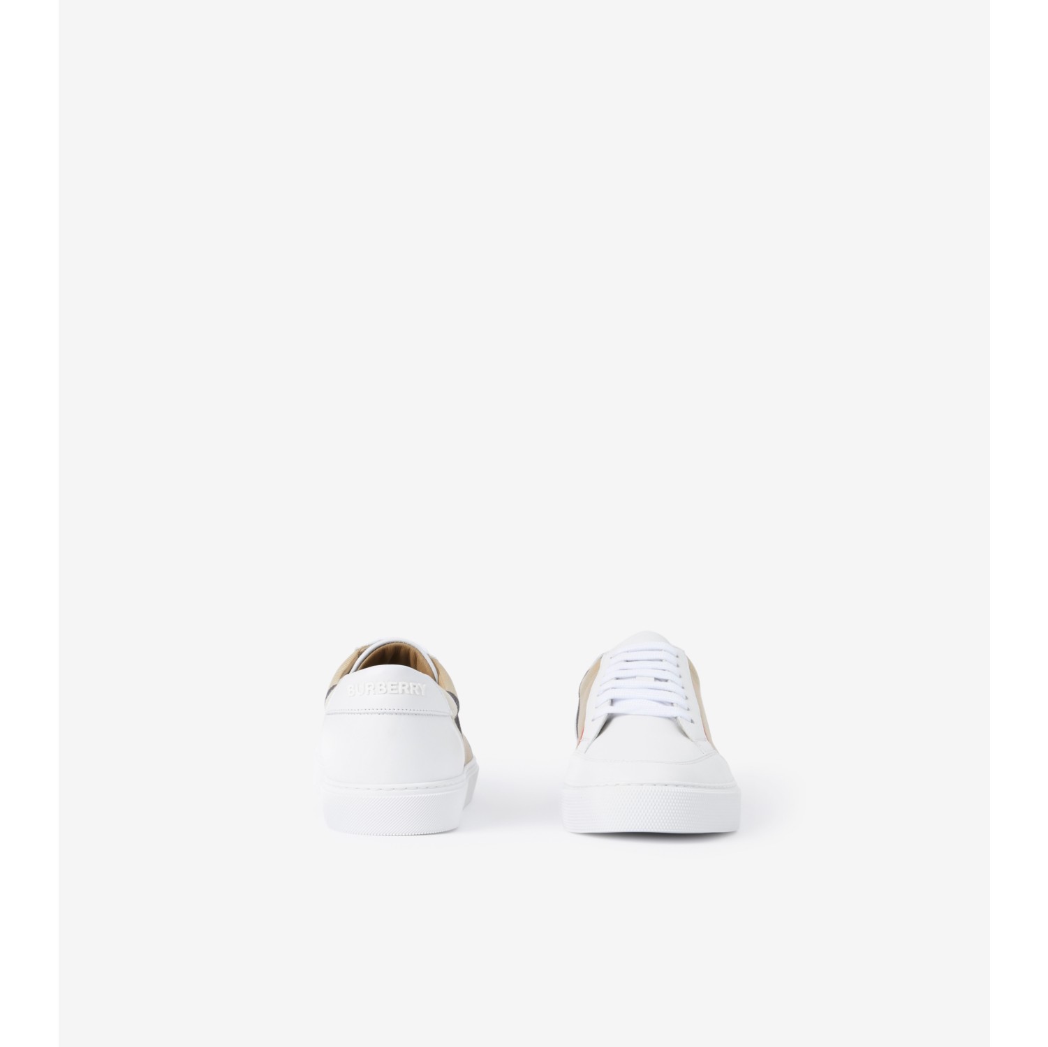Check and Leather Sneakers