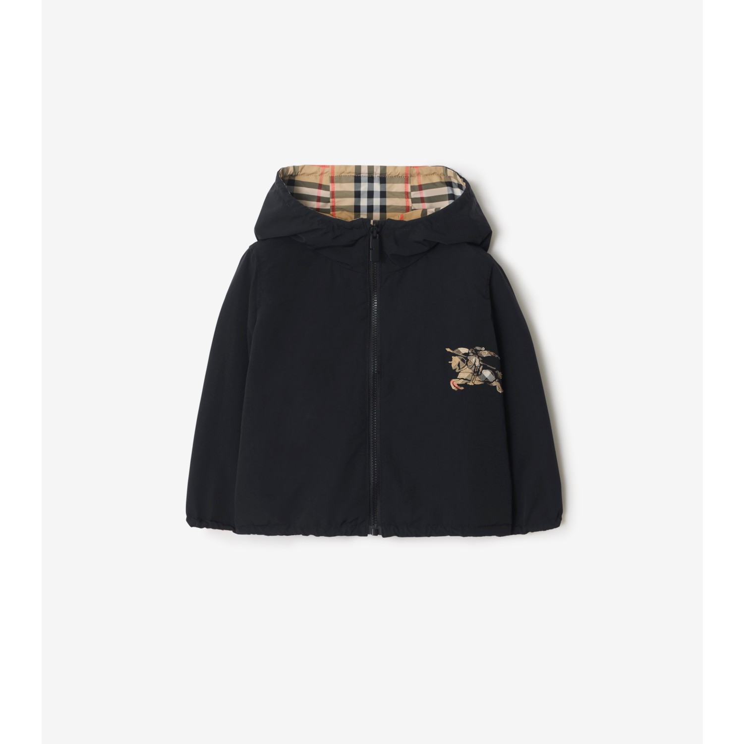 双面两穿格纹连帽外套