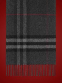 炭灰色 Burberry 格纹羊绒围巾