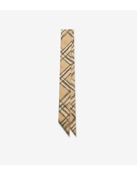 水彩格纹窄版丝巾