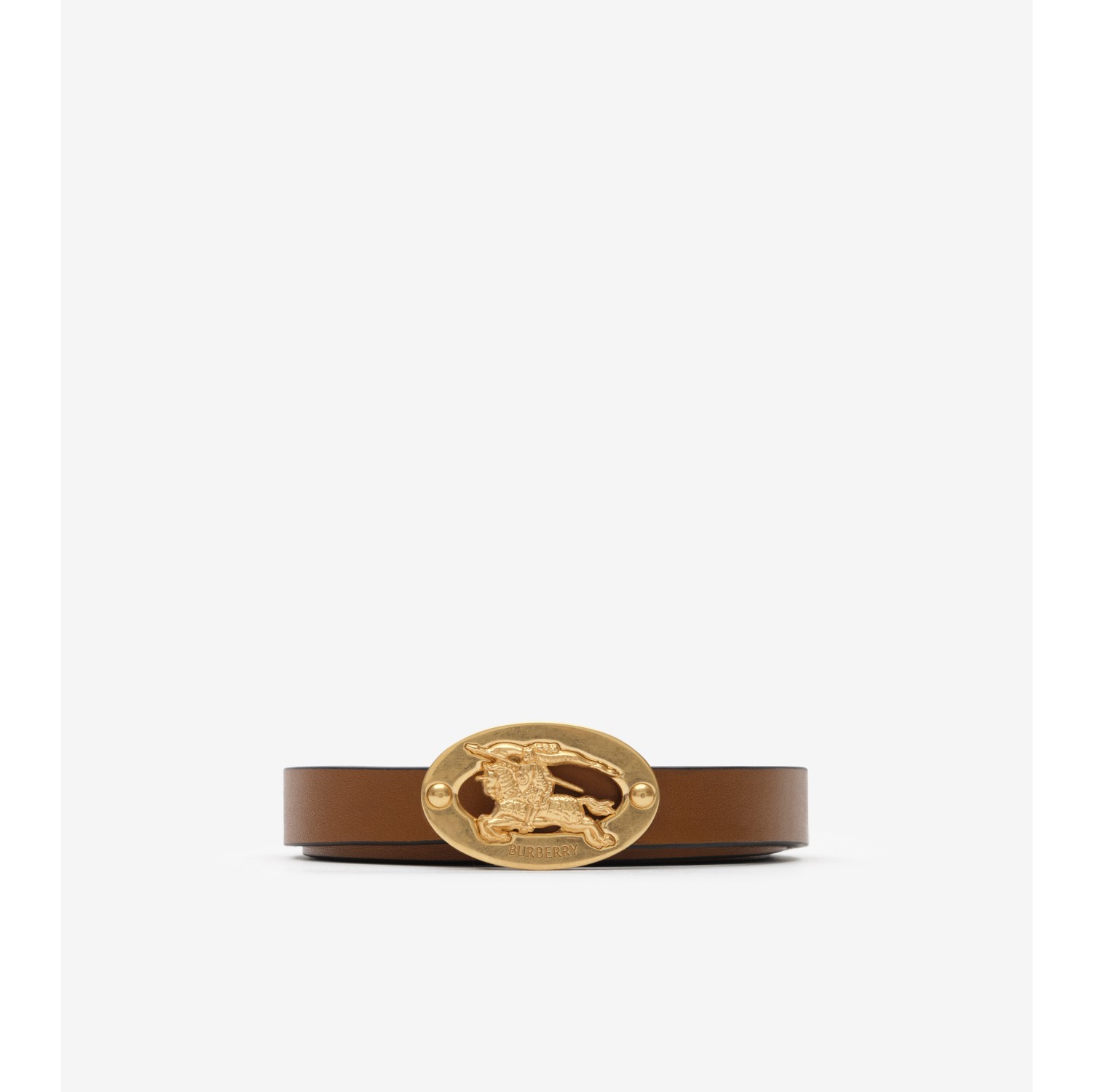 双面两用骑士印章皮革窄版腰带