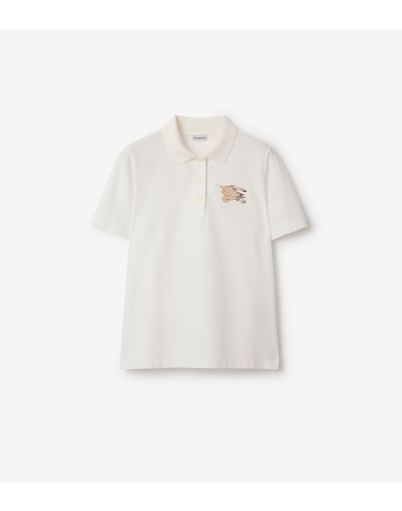 马术骑士徽标格纹棉质 Polo 衫