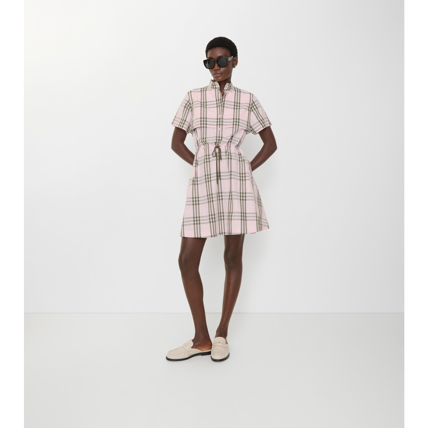 格纹棉质连衣裙