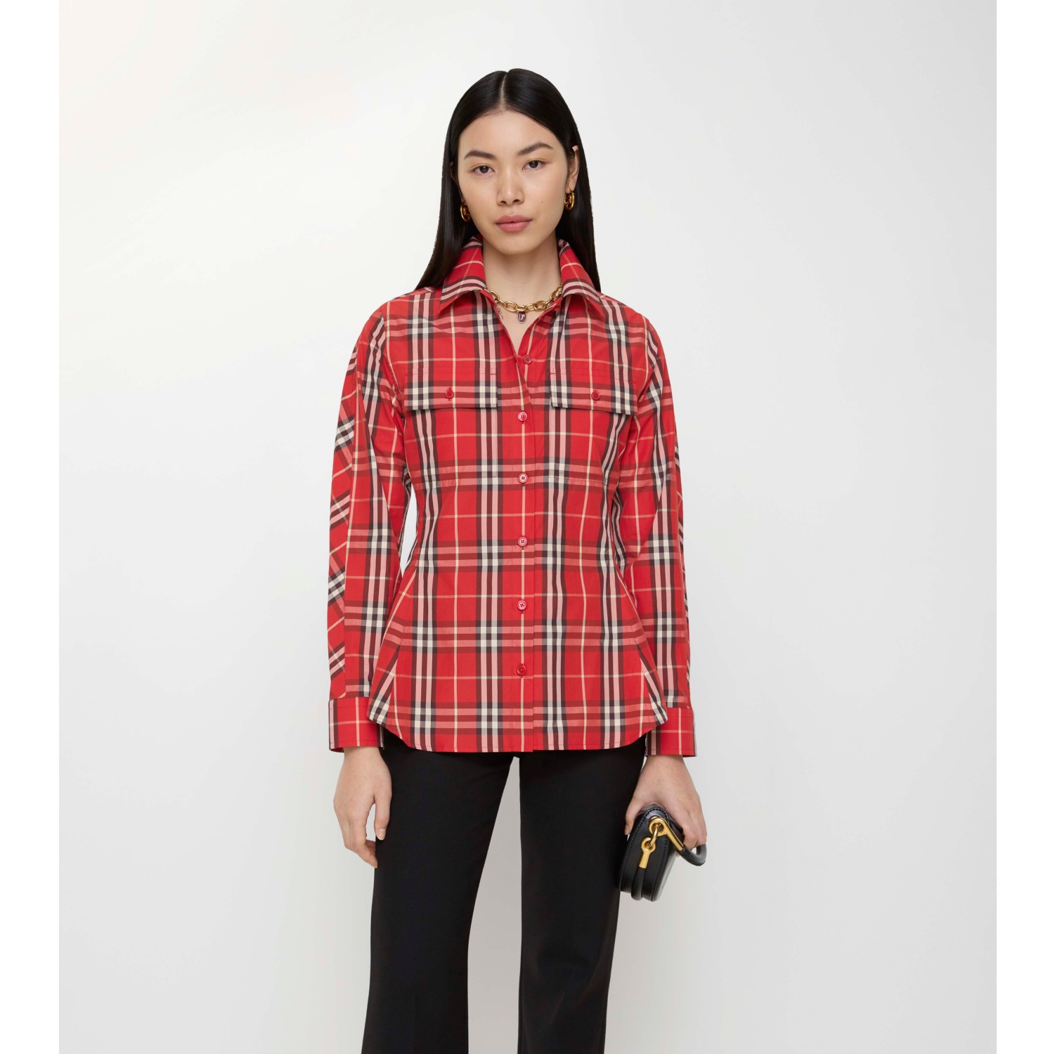 修身版型格纹棉质衬衫