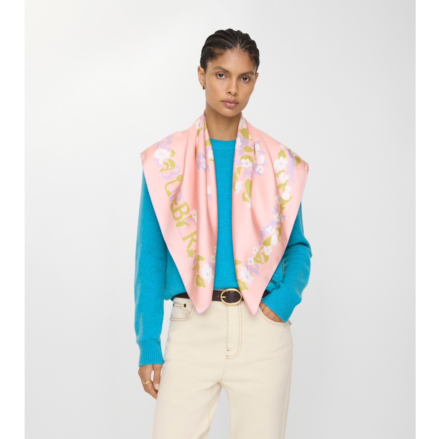 花卉图案马术骑士徽标丝巾