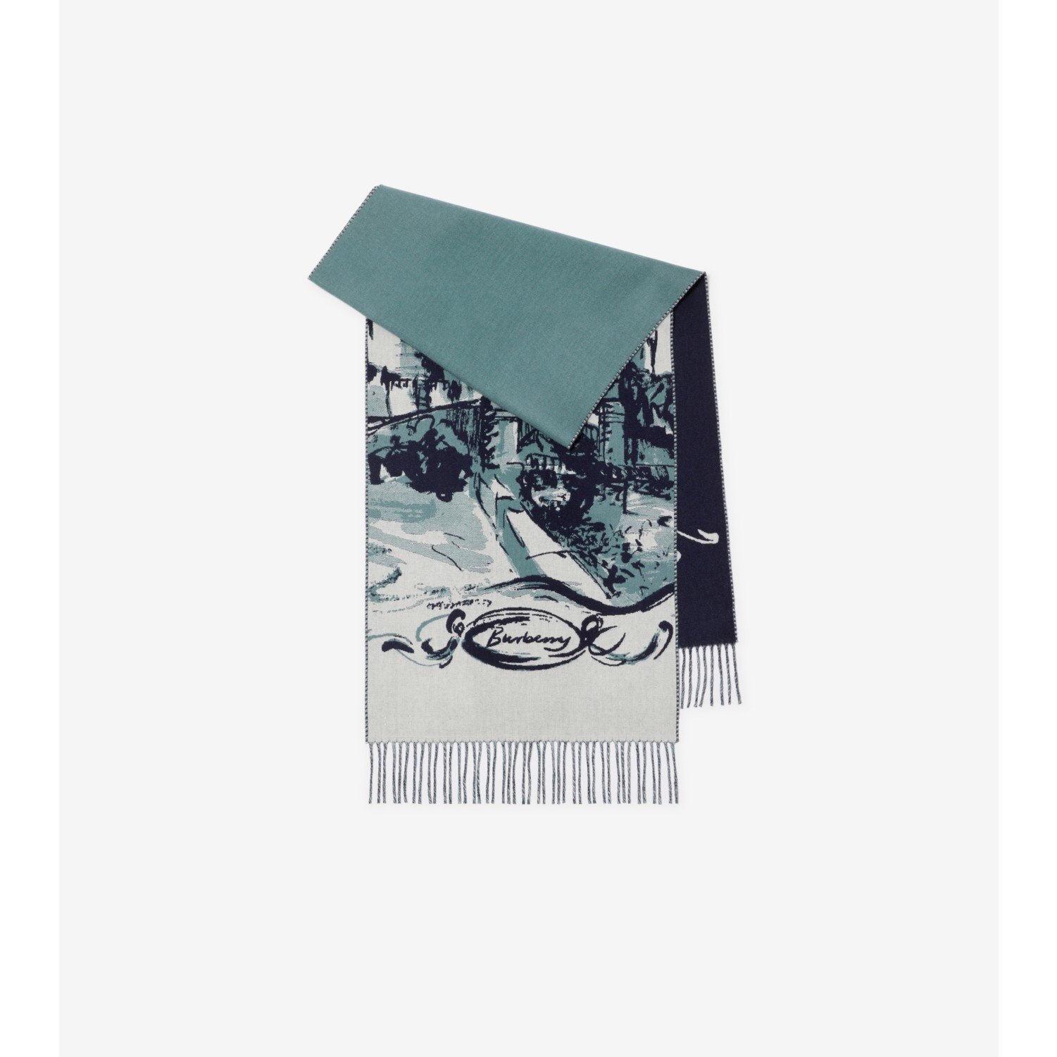 城堡图案羊绒围巾